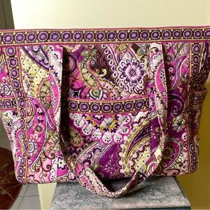 Vera Bradley Large zip top pink Paisley Tote Bag